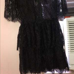 Black Patterned dress with mesh polka dot top